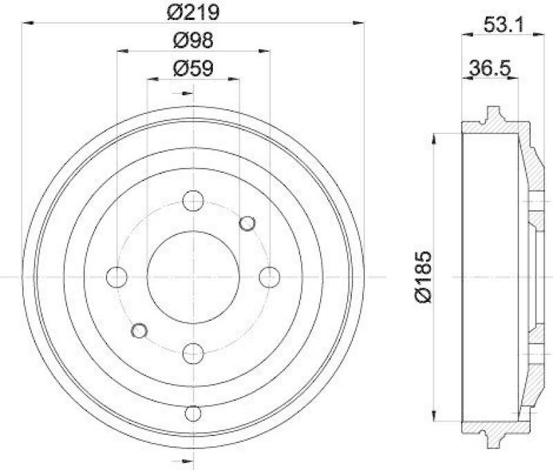 HELLA 8DT 355 301-431 Bremstrommel 62919