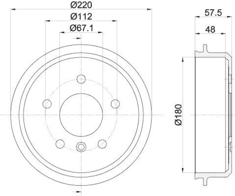 HELLA 8DT 355 301-451 Bremstrommel