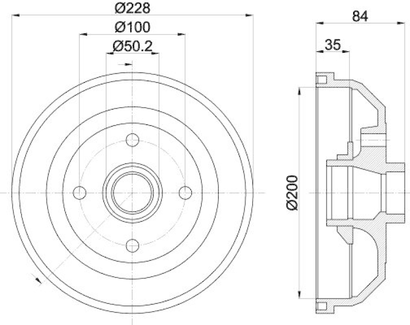 HELLA 8DT 355 301-551 Bremstrommel für OPEL