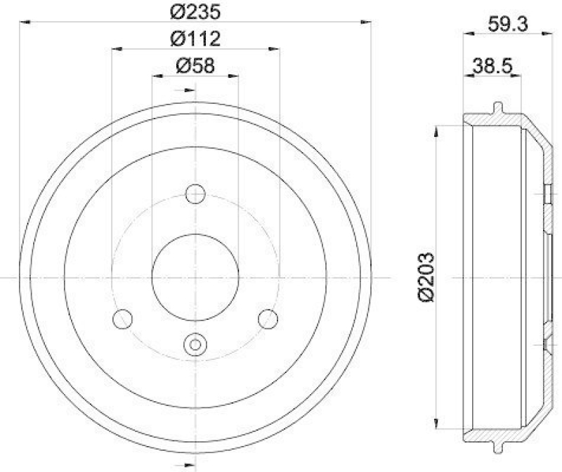 HELLA 8DT 355 301-581 Bremstrommel 62934