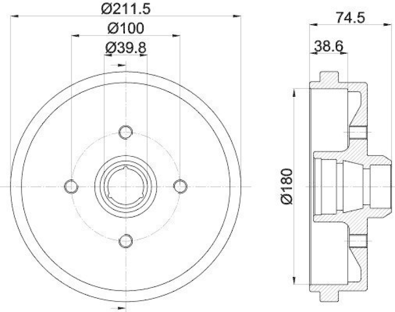 HELLA 8DT 355 301-631 Bremstrommel 63905