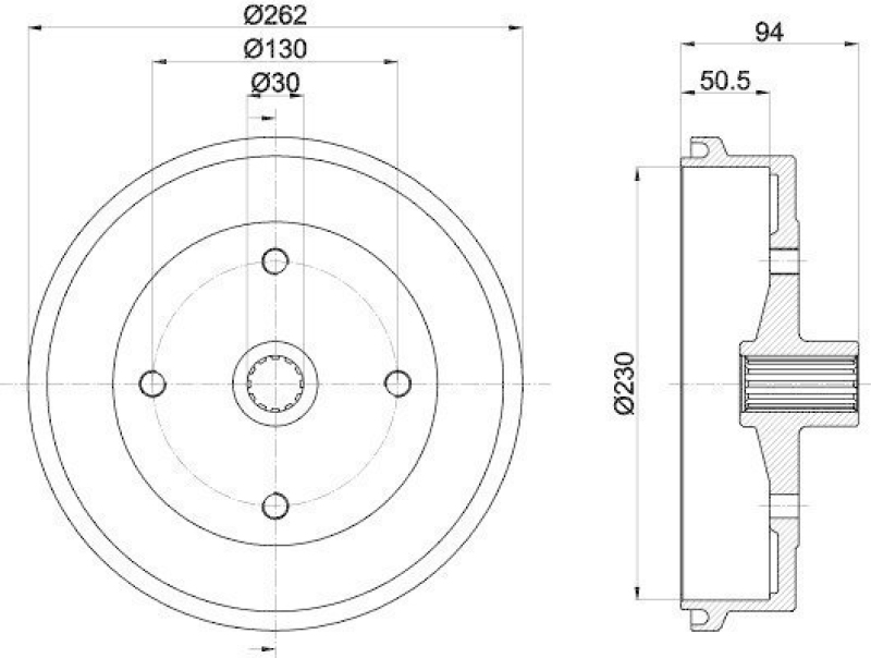 HELLA 8DT 355 301-671 Bremstrommel 63909