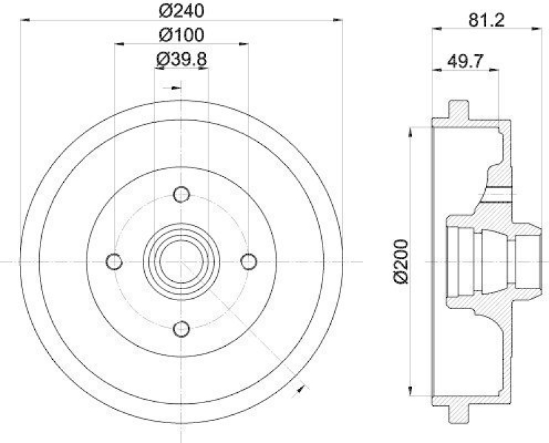 HELLA 8DT 355 301-701 Bremstrommel 63912