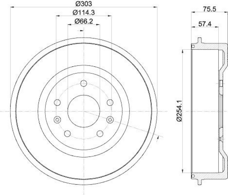 HELLA 8DT 355 301-731 Bremstrommel 61331