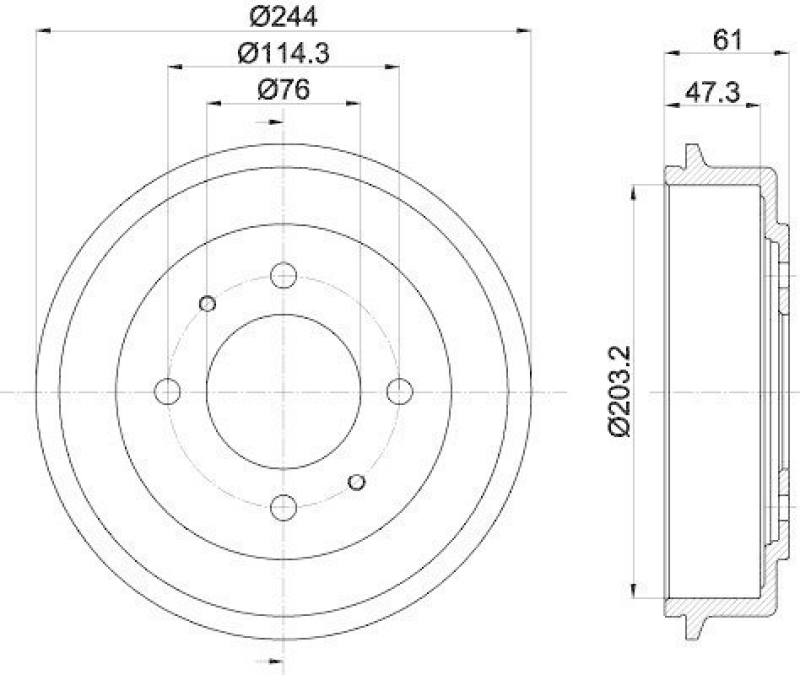 HELLA 8DT 355 301-781 Bremstrommel 61352