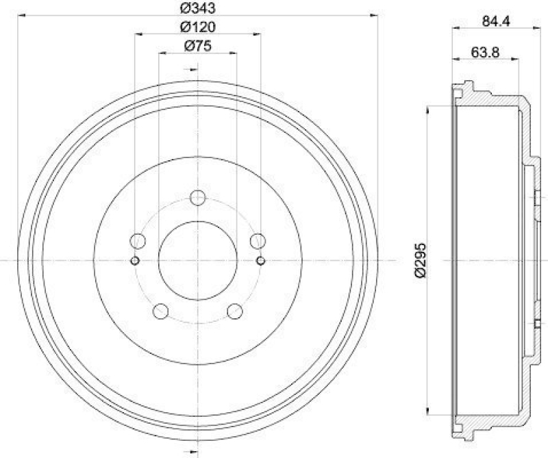 HELLA 8DT 355 301-871 Bremstrommel 61361