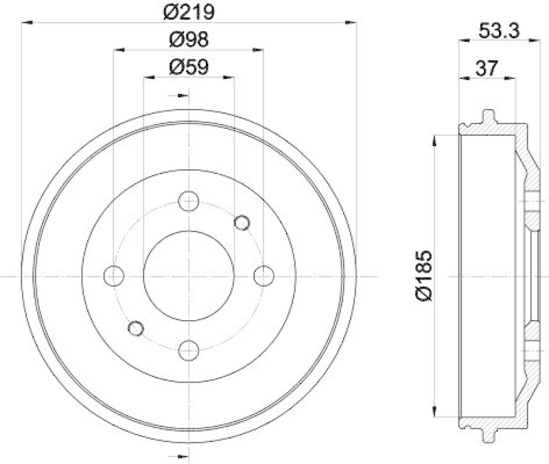 HELLA 8DT 355 301-961 Bremstrommel für FIAT/SEAT/LANCIA/MB/...