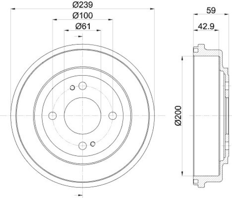 HELLA 8DT 355 301-981 Bremstrommel für HONDA