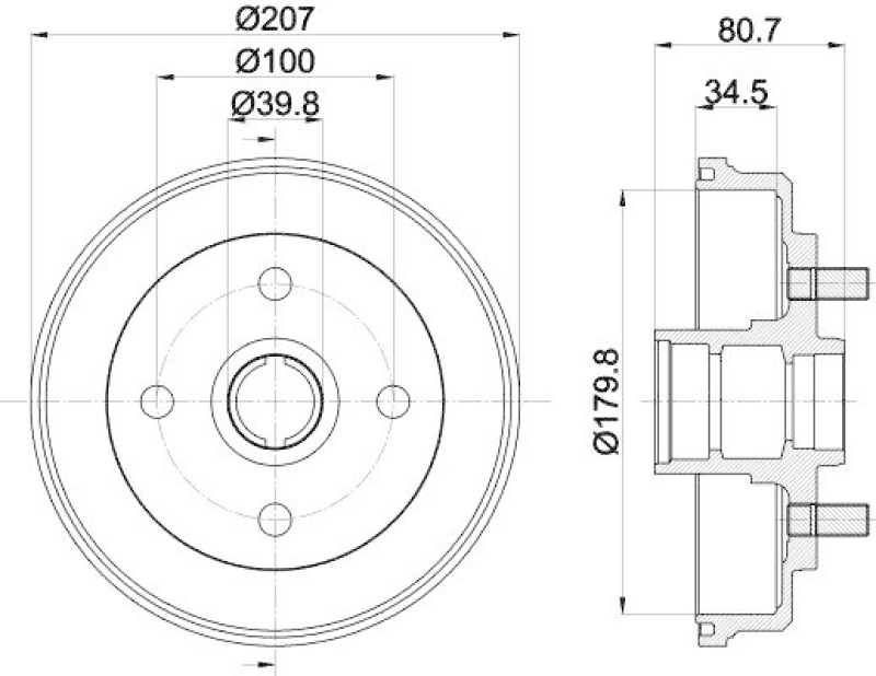 HELLA 8DT 355 302-061 Bremstrommel 61178