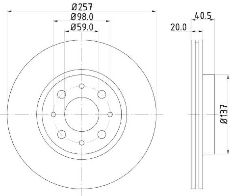 HELLA 8DD 355 103-871 Bremsscheibe für FIAT/ALFA/LANCIA