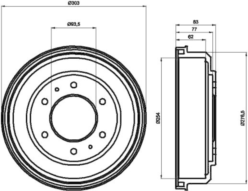 HELLA 8DT 355 302-291 Bremstrommel für MITSU.