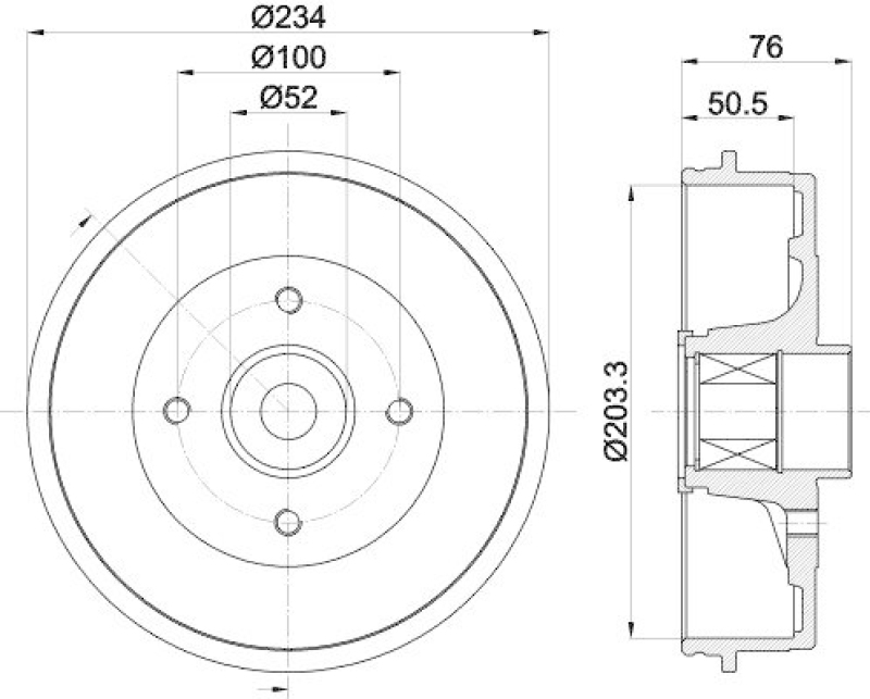 HELLA 8DT 355 303-131 Bremstrommel