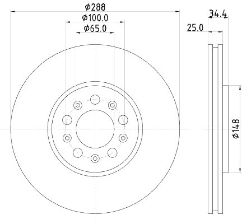 HELLA 8DD 355 107-611 Bremsscheibe für VW/AUDI/SKODA/SEAT