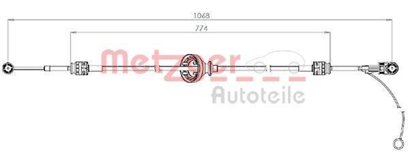 METZGER 3150301 Seilzug, Schaltgetriebe für MB links