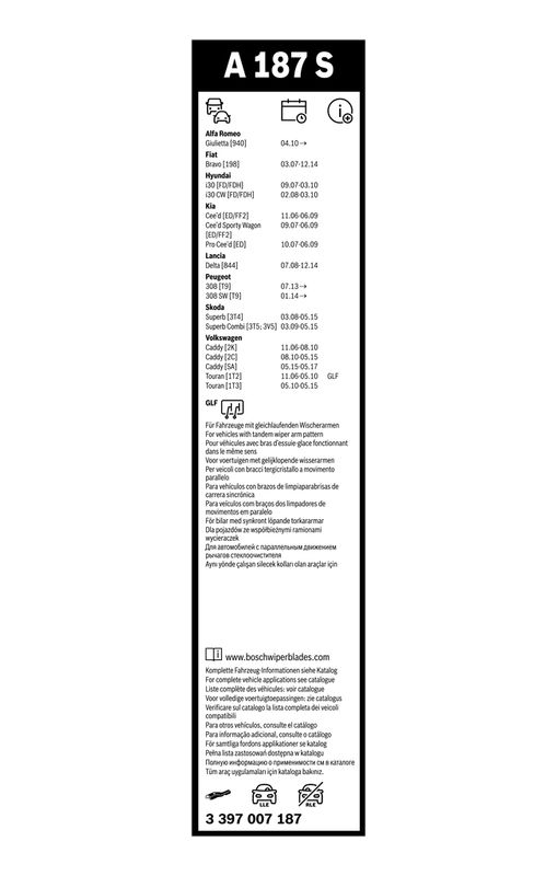 B-Ware BOSCH 3 397 007 187 Wischblatt A187S Aerotwin Scheibenwischer 600/450 mm vorne