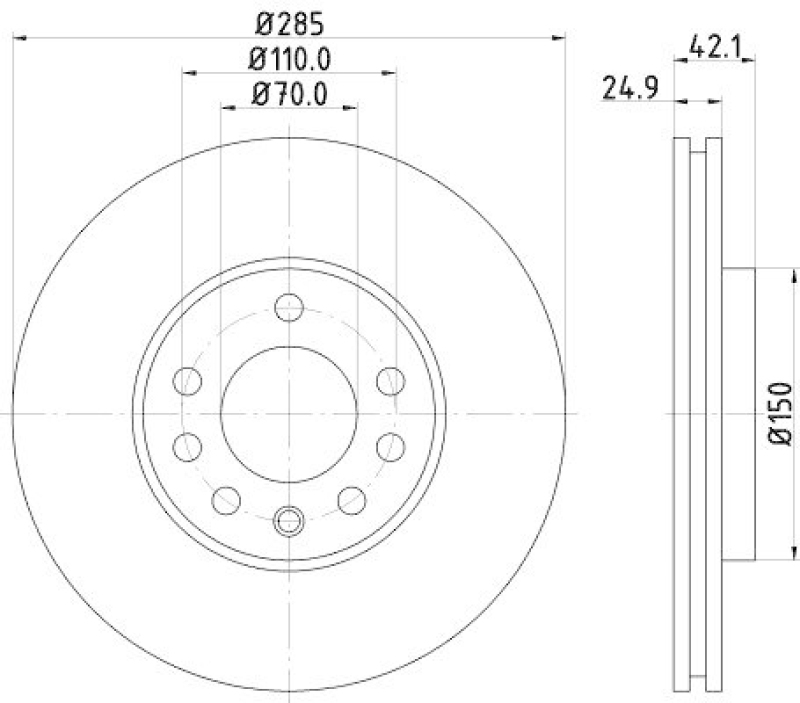 HELLA 8DD 355 109-241 Bremsscheibe für OPEL/SAAB/FIAT/CADILLAC