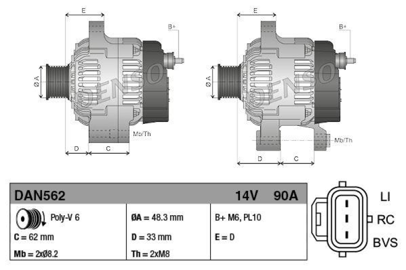 DENSO DAN562 Generator