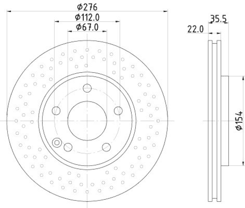 HELLA 8DD 355 110-211 Bremsscheibe für MB A-CLASS (W168)