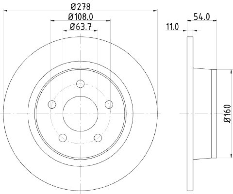 HELLA 8DD 355 110-291 Bremsscheibe für FORD