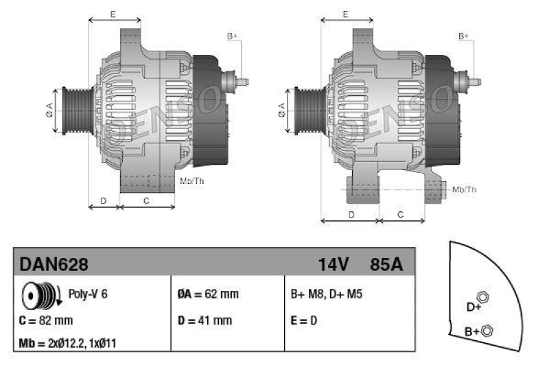 DENSO DAN628 Generator FIAT BRAVO (95-02)