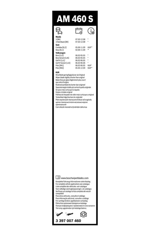 B-Ware BOSCH 3 397 007 460 Wischblatt AM460S Aerotwin Scheibenwischer 530/450 mm vorne