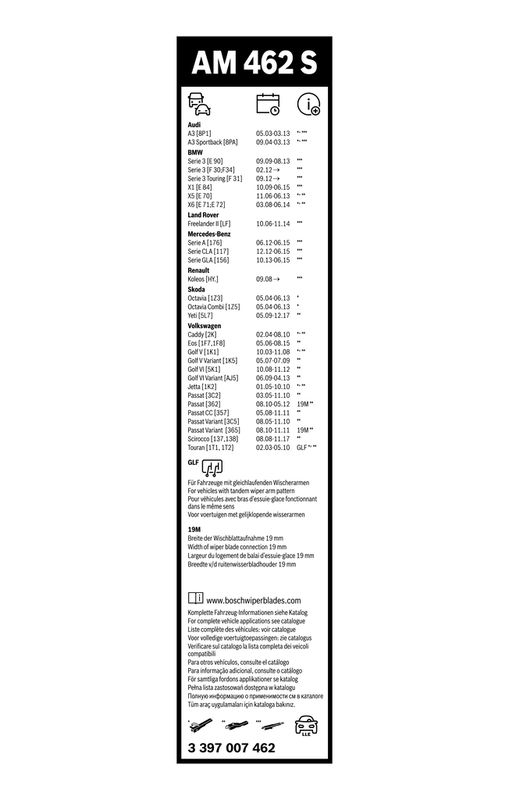 B-Ware BOSCH 3 397 007 462 Wischblatt AM462S Aerotwin Scheibenwischer 600/475 mm vorne