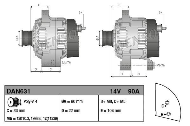 DENSO DAN631 Generator FIAT SEICENTO