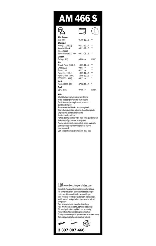 B-Ware BOSCH 3 397 007 466 Wischblatt AM466S Aerotwin Scheibenwischer 650/380 mm vorne