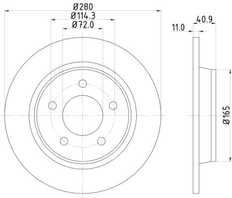 HELLA 8DD 355 110-911 Bremsscheibe für MAZDA