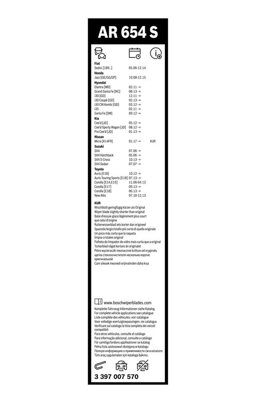 B-Ware BOSCH 3 397 007 570 Wischblatt AR654S Aerotwin Retrofit Scheibenwischer 650/340 mm vorne