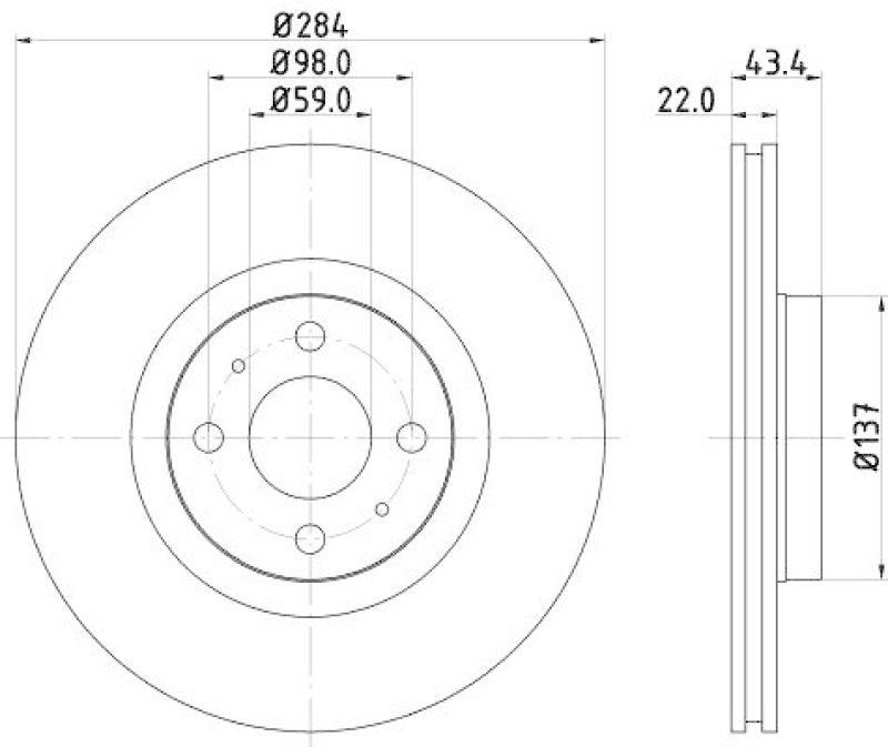 HELLA 8DD 355 102-391 Bremsscheibe für FIAT/LANCIA/ABARTH/ALFA