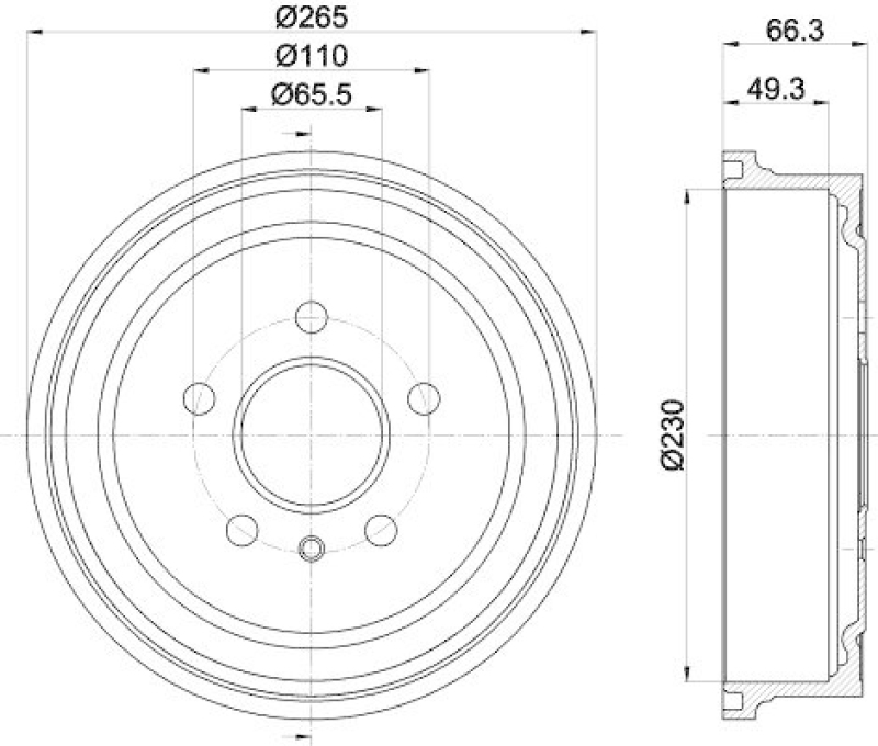 HELLA 8DT 355 300-271 Bremstrommel für OPEL