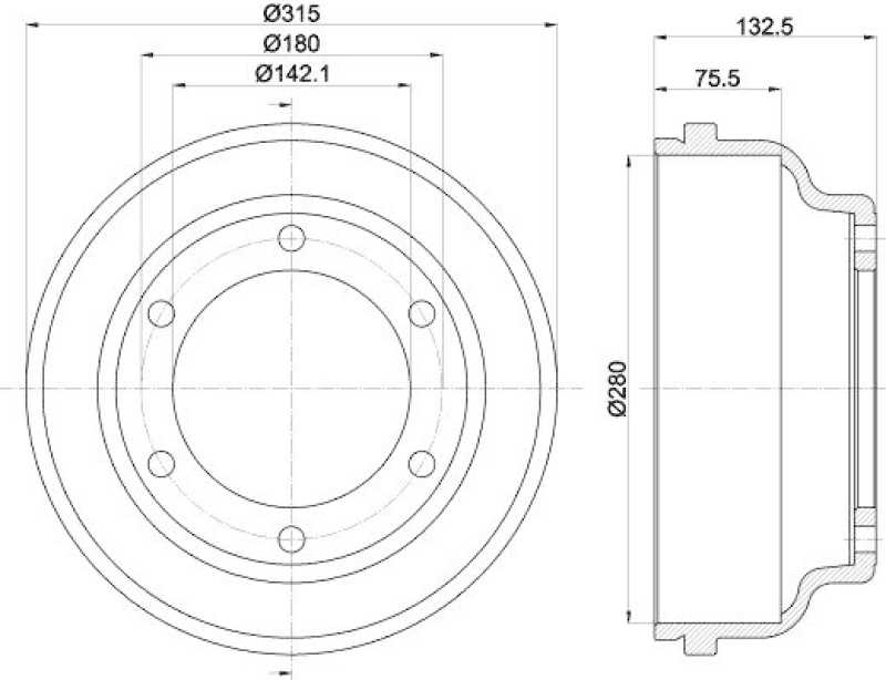 HELLA 8DT 355 300-471 Bremstrommel für FORD