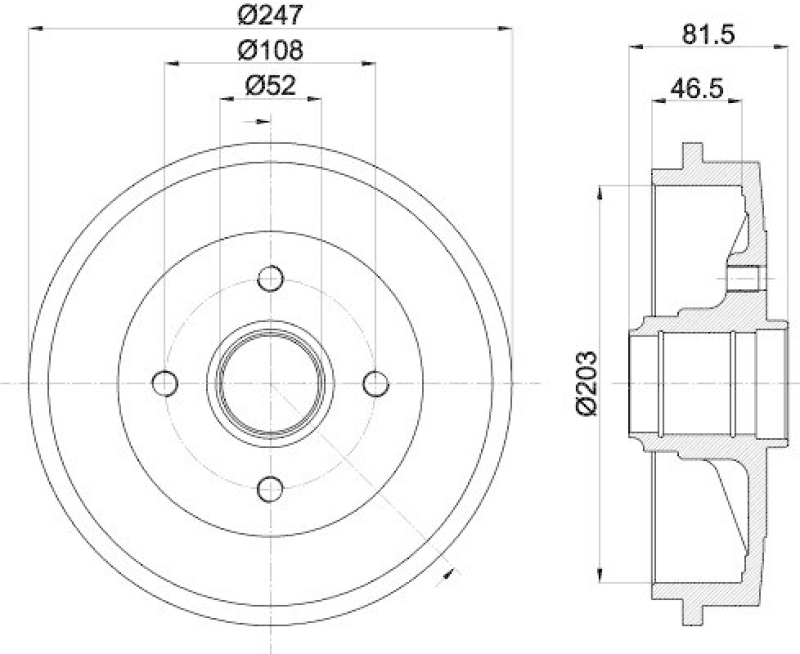 HELLA 8DT 355 300-481 Bremstrommel für P.S.A