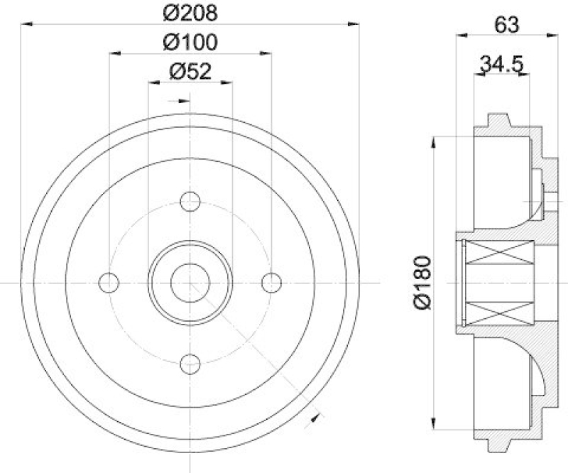 HELLA 8DT 355 300-991 Bremstrommel für SUZUKI