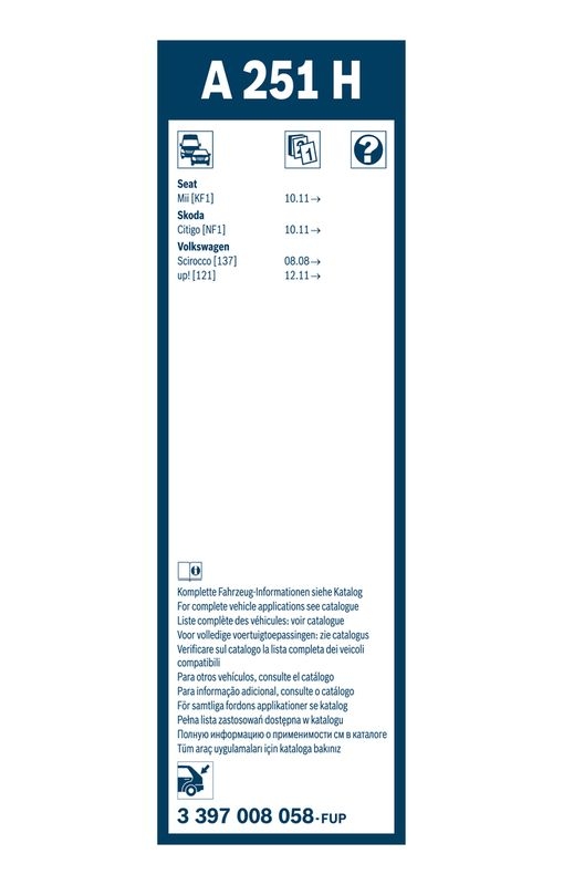 B-Ware BOSCH 3 397 008 058 Wischblatt A251H Aerotwin Scheibenwischer 250 mm hinten