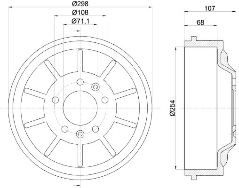 HELLA 8DT 355 301-021 Bremstrommel für P.S.A/FIAT