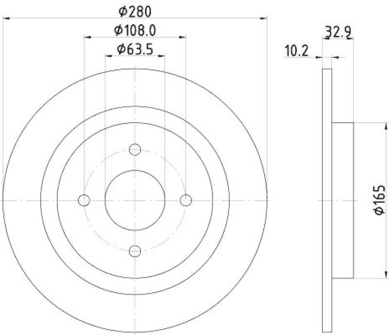 HELLA 8DD 355 115-041 Bremsscheibe für FORD