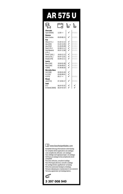 B-Ware BOSCH 3 397 008 940 Wischblatt AR575U Aerotwin Retrofit Scheibenwischer 575/575 mm vorne