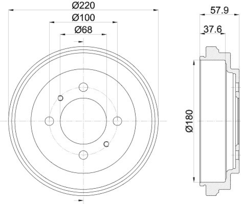 HELLA 8DT 355 301-481 Bremstrommel für NISSAN