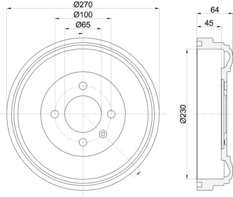 HELLA 8DT 355 301-691 Bremstrommel für VW