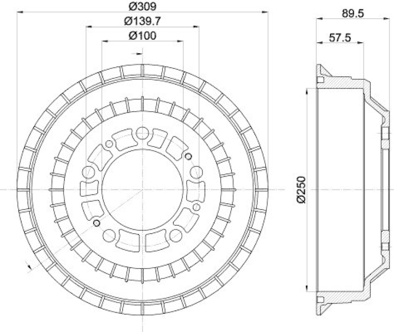 HELLA 8DT 355 301-991 Bremstrommel für LADA