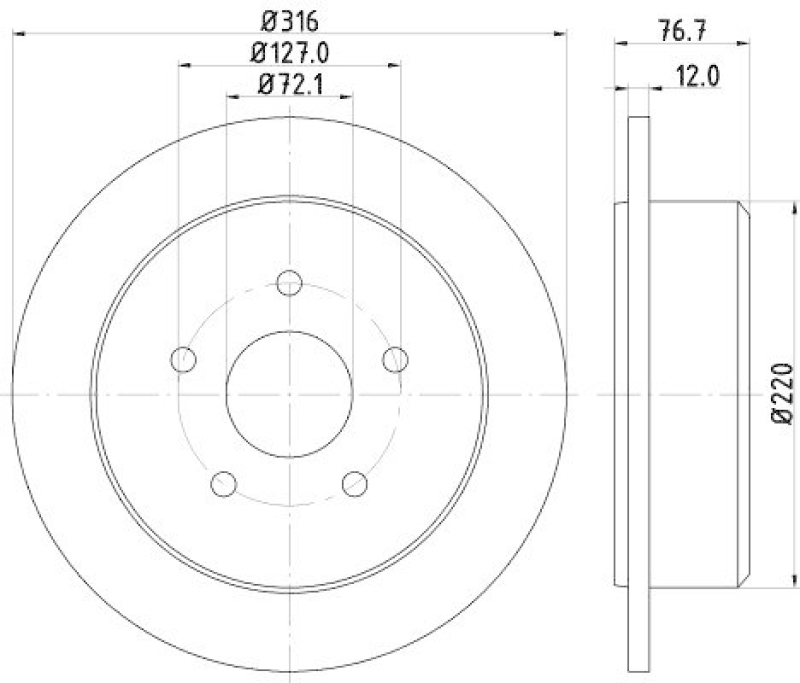 HELLA 8DD 355 117-101 Bremsscheibe für JEEP WRANGLER III (JK)