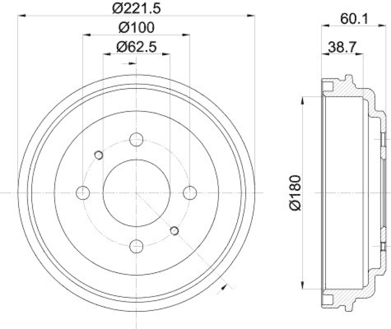 HELLA 8DT 355 302-451 Bremstrommel für HYUNDAI