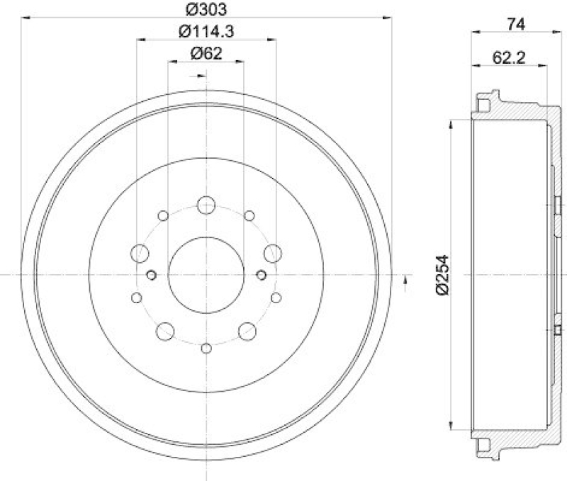 HELLA 8DT 355 302-511 Bremstrommel für TOYOTA