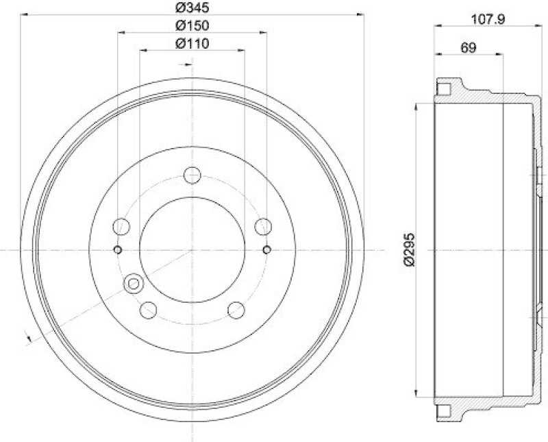 HELLA 8DT 355 302-551 Bremstrommel für TOYOTA