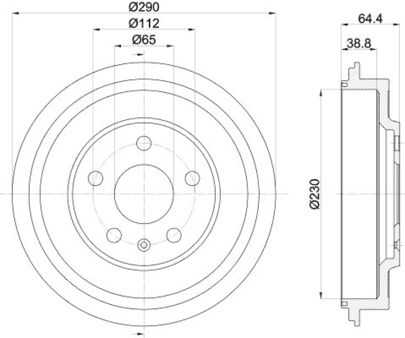 HELLA 8DT 355 302-561 Bremstrommel für VW