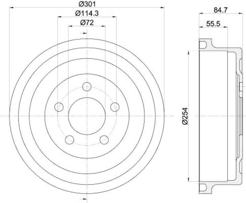 HELLA 8DT 355 302-571 Bremstrommel für JEEP CHEROKEE (KJ)