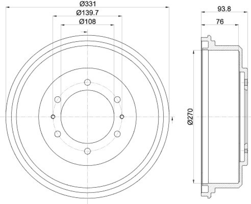 HELLA 8DT 355 302-611 Bremstrommel für MITSU.