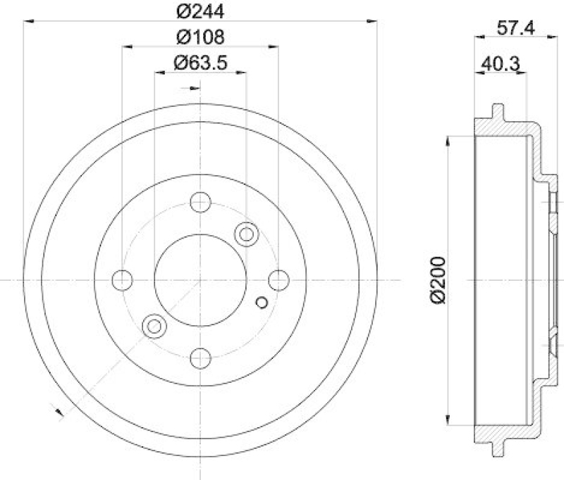 HELLA 8DT 355 302-631 Bremstrommel für FORD